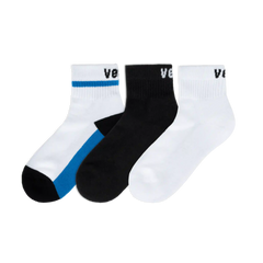 3-Pack Mid Crew Socks - Black/White/Vessi Blue
